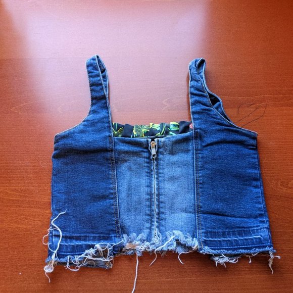 ZARA  - Denim Corset Crop Top - Picture 5 of 9